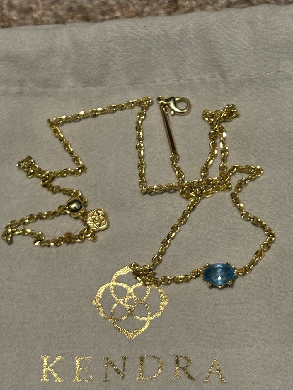 Kendra Scott Gold Cailin Necklace with Light Blue Stone